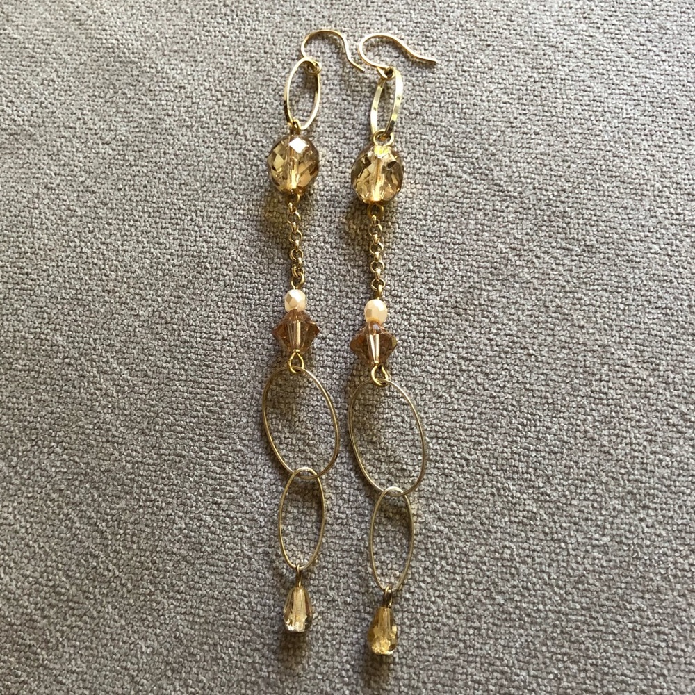 Arden B Gold and Cream Dangle Earrings
